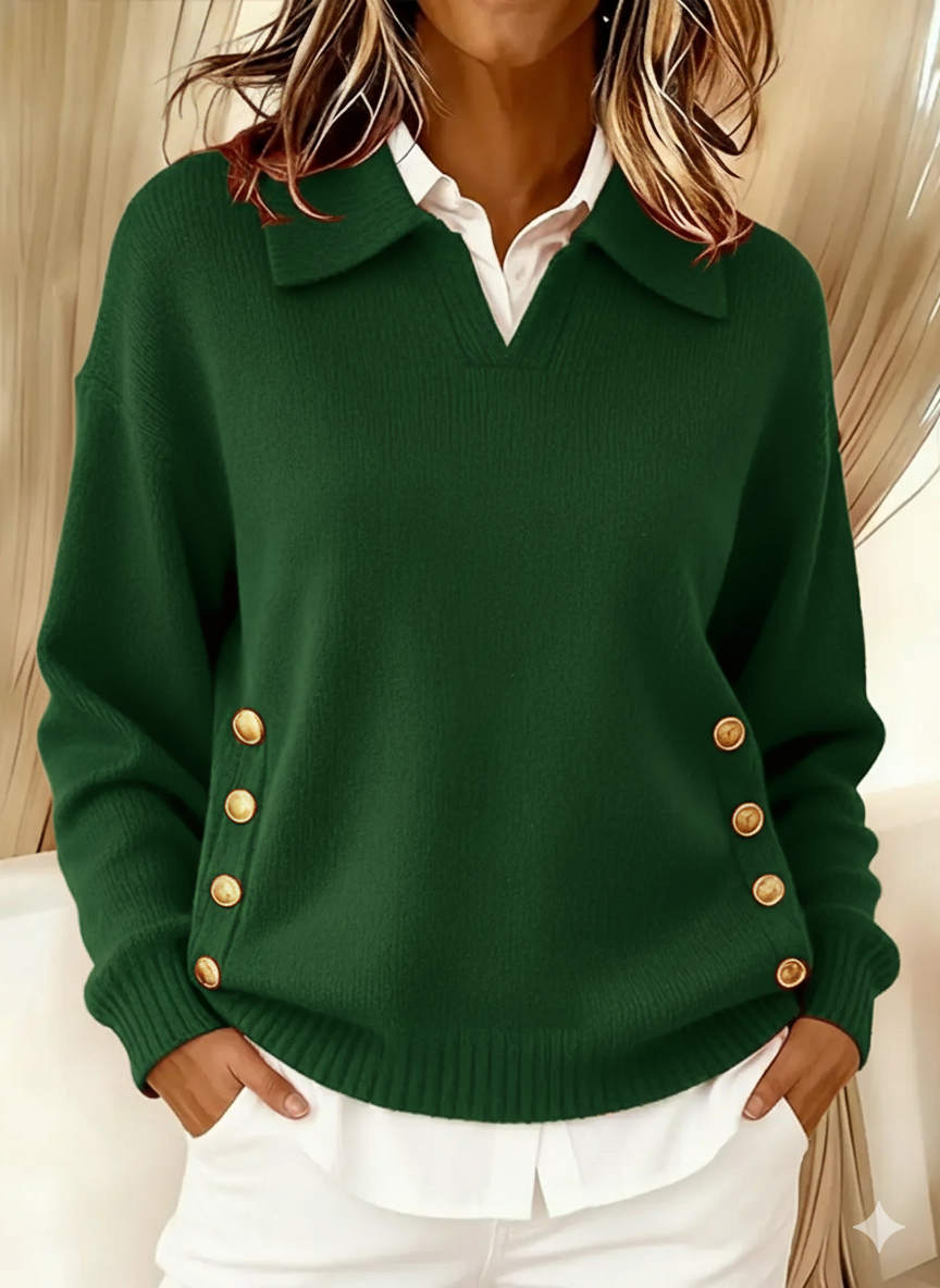 ELIZA & MAREN | POLO NECK BUTTON SWEATER FOR WOMEN