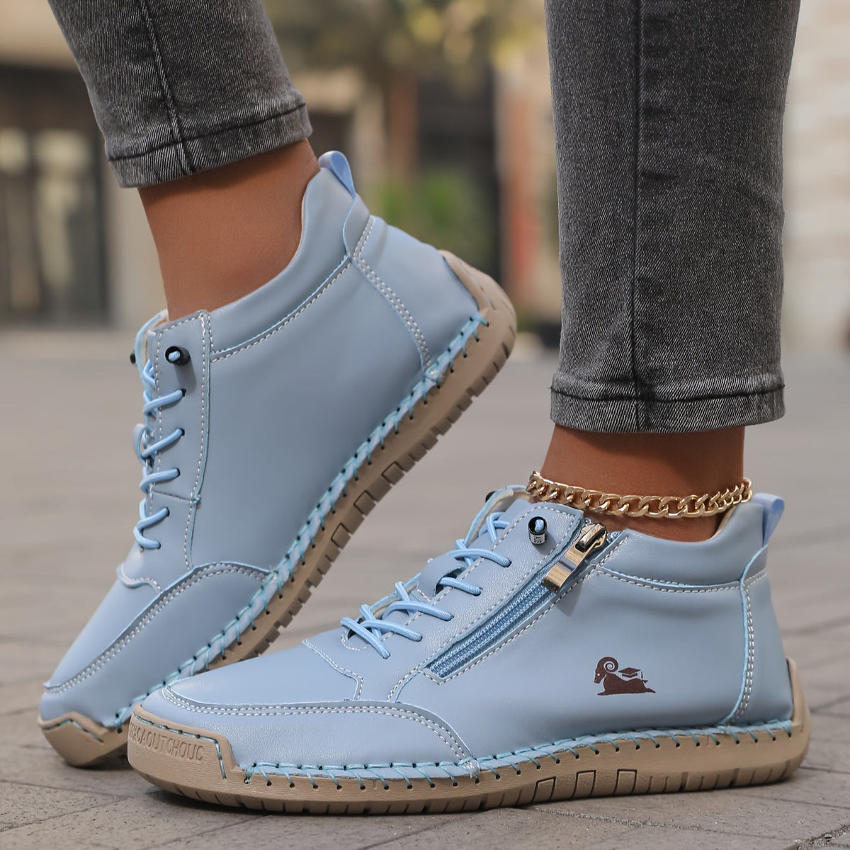 ELIZA & MAREN | BLUE LACE-UP WALKING SHOES FOR WOMEN
