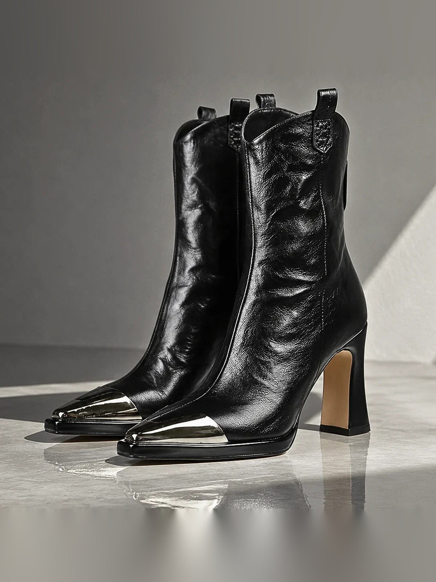 ELIZA & MAREN | METALLIC TOE WESTERN BOOTS FOR WOMEN