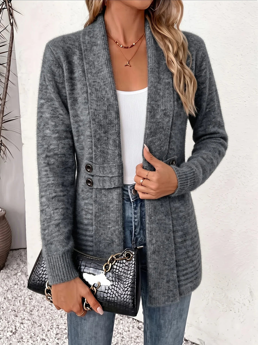 ELIZA & MAREN | CHARCOAL BELTED WAIST CARDIGAN FOR WOMEN