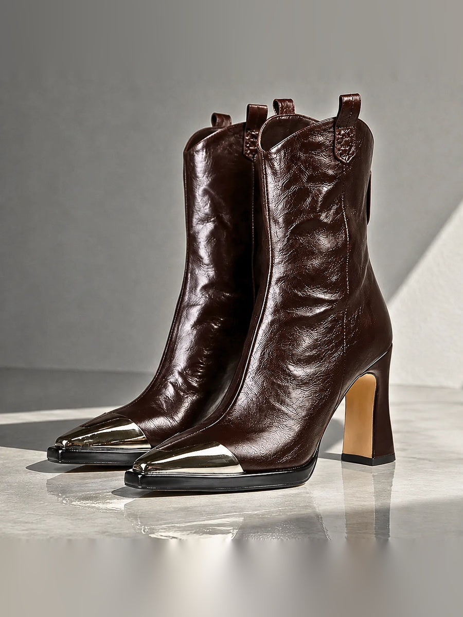ELIZA & MAREN | METALLIC TOE WESTERN BOOTS FOR WOMEN