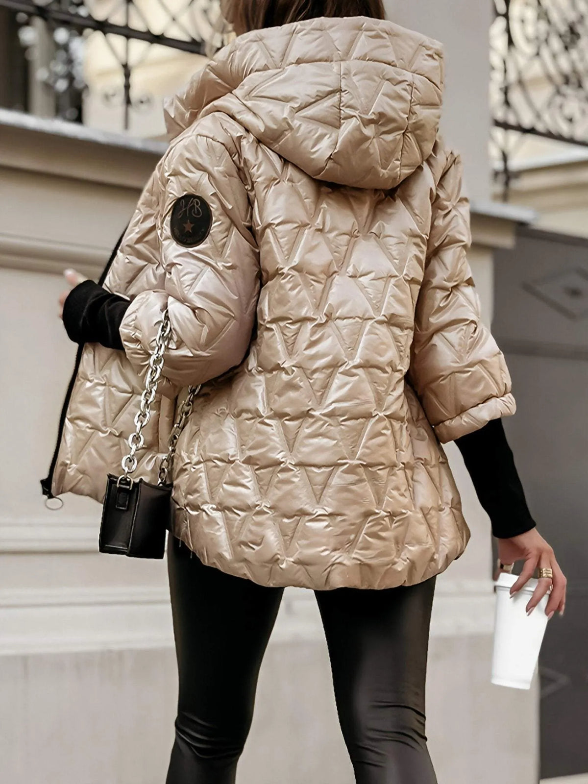 ELIZA & MAREN | DIAMOND PATCHWORK HOODED JACKET FOR WOMEN