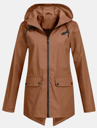 Brown hooded jacket with flap pockets
