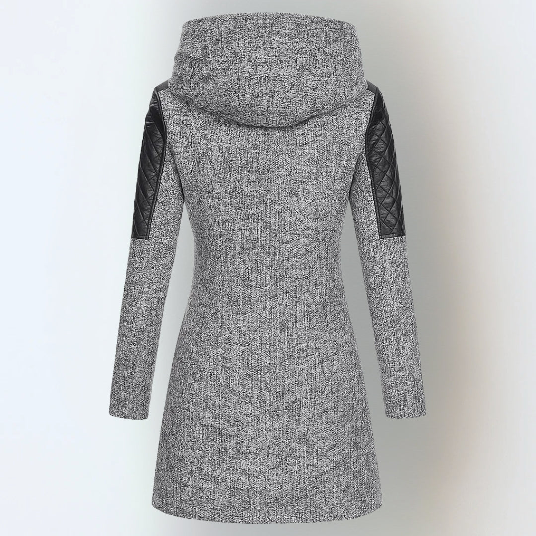 ELIZA & MAREN | ASYMMETRIC ZIP HOODED COAT FOR WOMEN