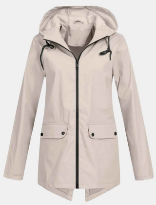 Beige hooded jacket with flap pockets