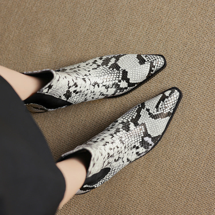 ELIZA & MAREN | SNAKE EFFECT ANKLE BOOTS FOR WOMEN