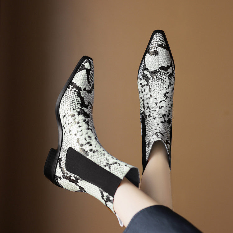 ELIZA & MAREN | SNAKE EFFECT ANKLE BOOTS FOR WOMEN