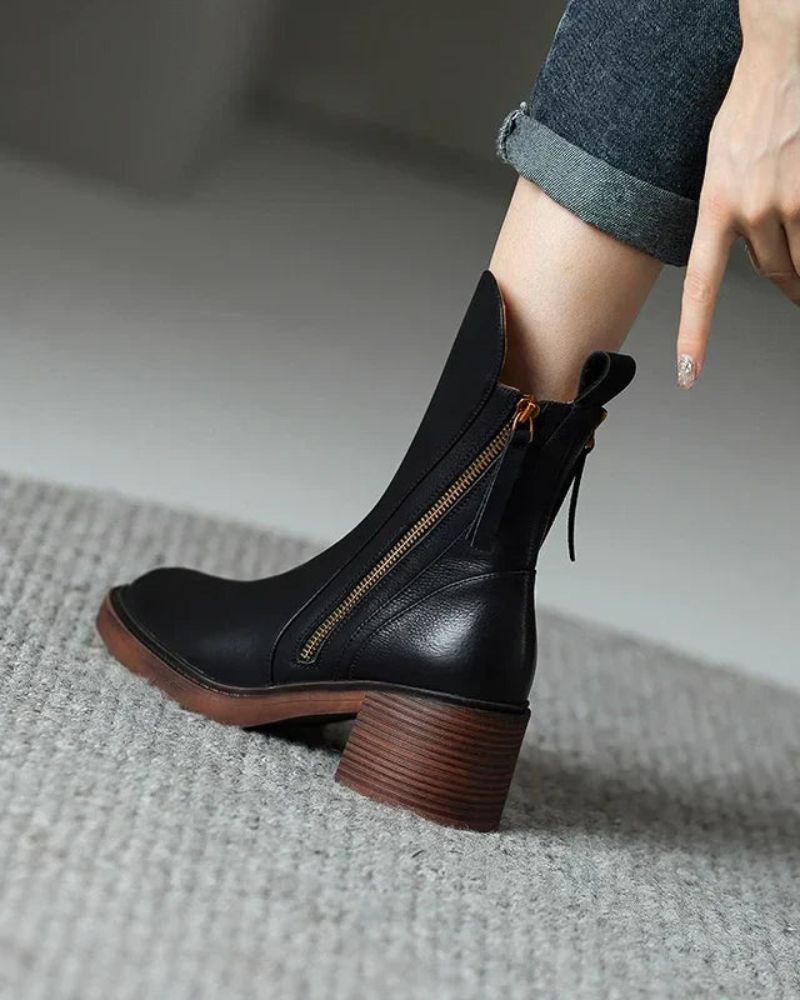 ELIZA & MAREN | ROUND TOE BLOCK BOOTS FOR WOMEN