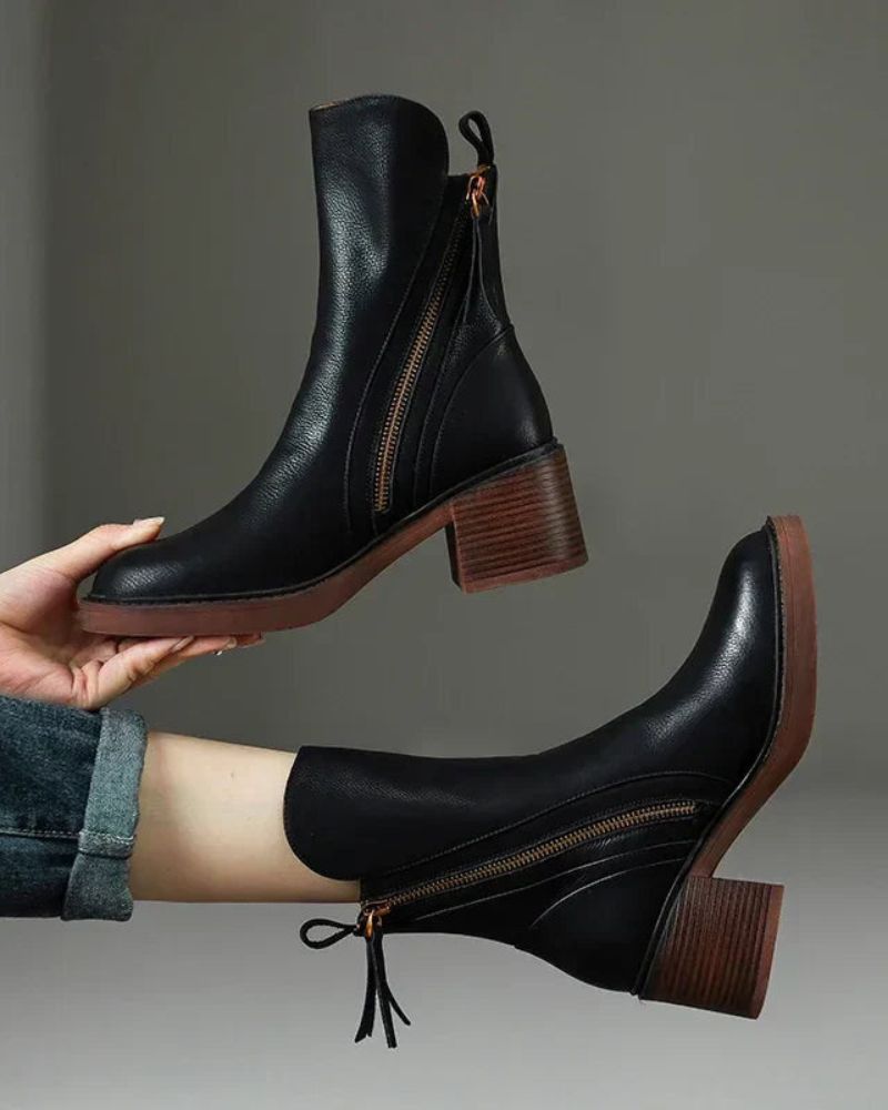 ELIZA & MAREN | ROUND TOE BLOCK BOOTS FOR WOMEN