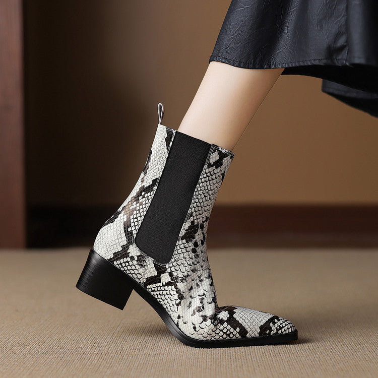 ELIZA & MAREN | SNAKE EFFECT ANKLE BOOTS FOR WOMEN