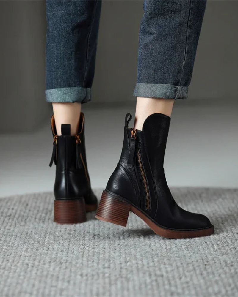 ELIZA & MAREN | ROUND TOE BLOCK BOOTS FOR WOMEN