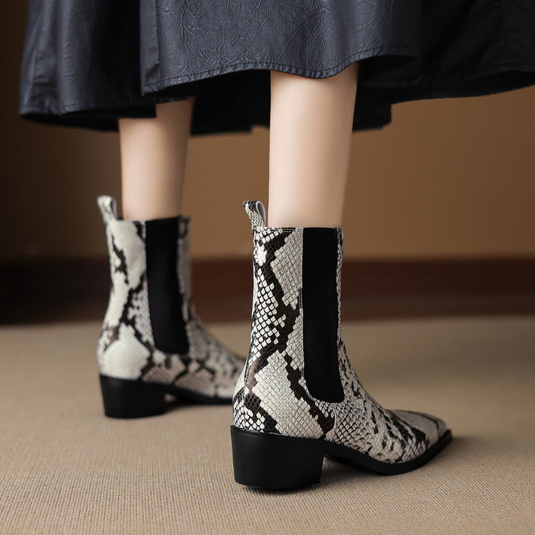 ELIZA & MAREN | SNAKE EFFECT ANKLE BOOTS FOR WOMEN