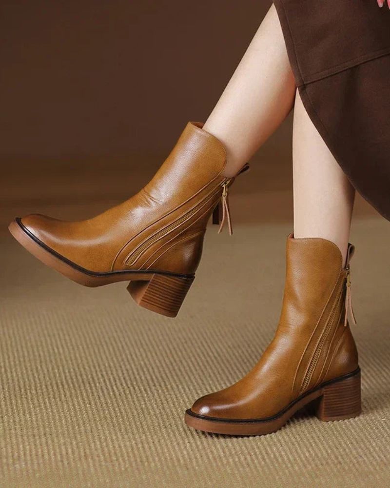 ELIZA & MAREN | ROUND TOE BLOCK BOOTS FOR WOMEN
