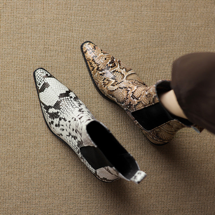ELIZA & MAREN | SNAKE EFFECT ANKLE BOOTS FOR WOMEN