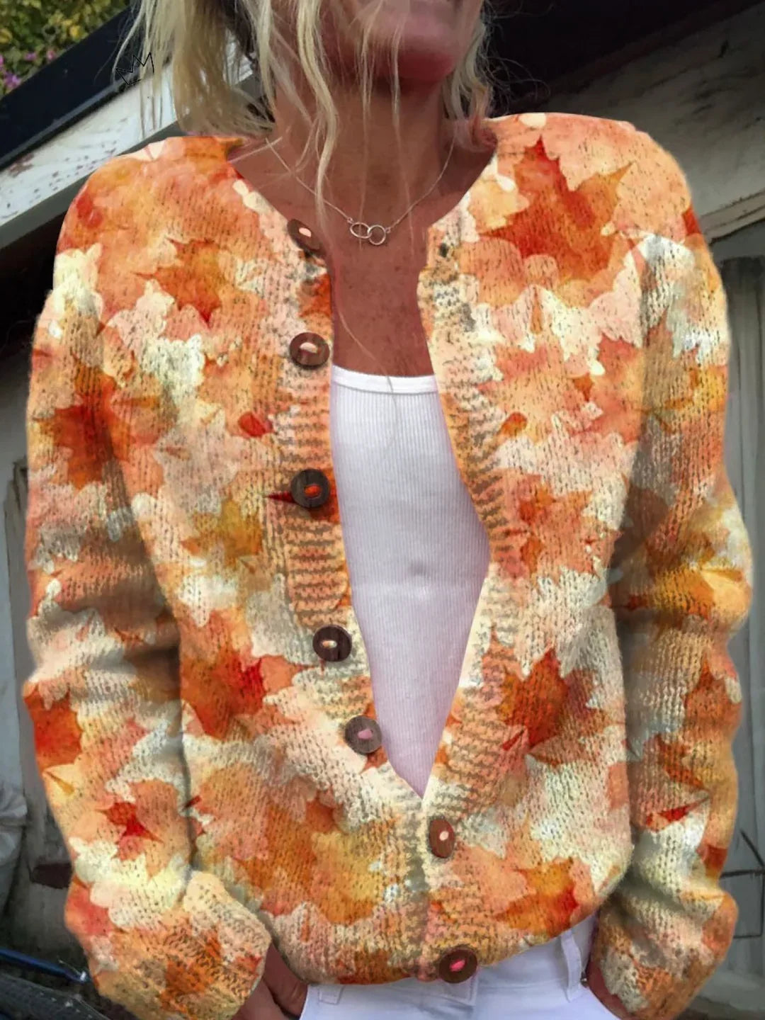 ELIZA & MAREN | MAPLE LEAF KNIT CARDIGAN FOR WOMEN