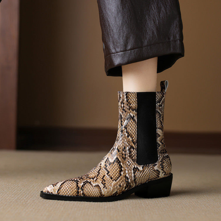 ELIZA & MAREN | SNAKE EFFECT ANKLE BOOTS FOR WOMEN