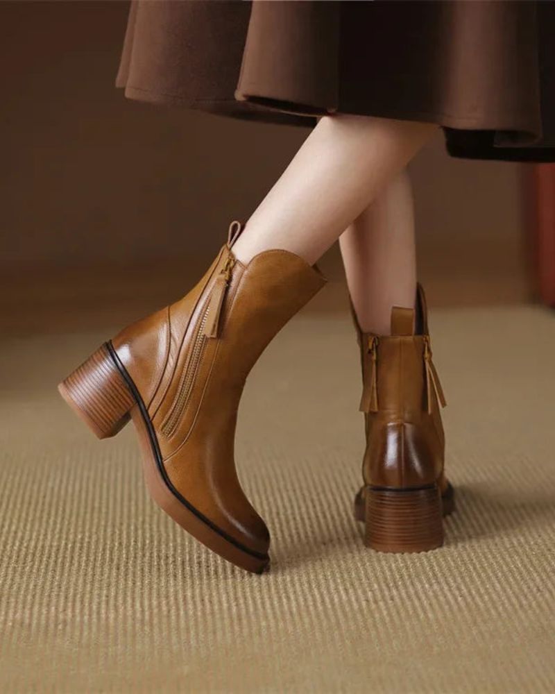 ELIZA & MAREN | ROUND TOE BLOCK BOOTS FOR WOMEN
