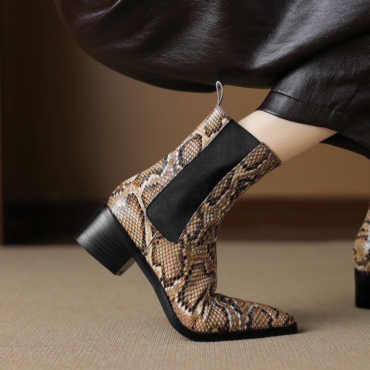 ELIZA & MAREN | SNAKE EFFECT ANKLE BOOTS FOR WOMEN