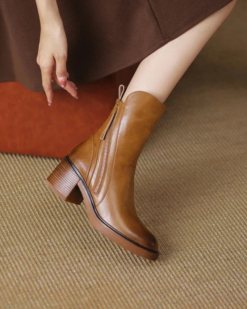 ELIZA & MAREN | ROUND TOE BLOCK BOOTS FOR WOMEN