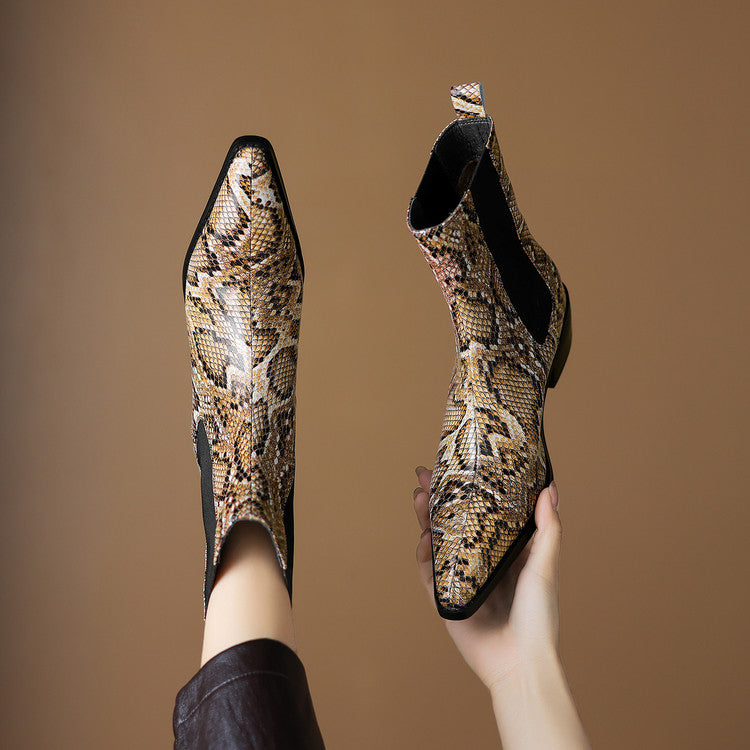 ELIZA & MAREN | SNAKE EFFECT ANKLE BOOTS FOR WOMEN