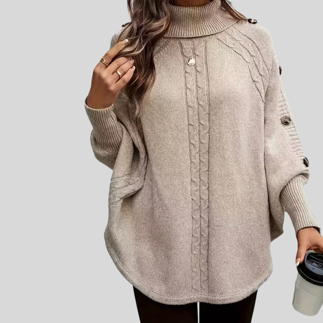 ELIZA & MAREN | HIGH NECK CABLE SWEATER FOR WOMEN