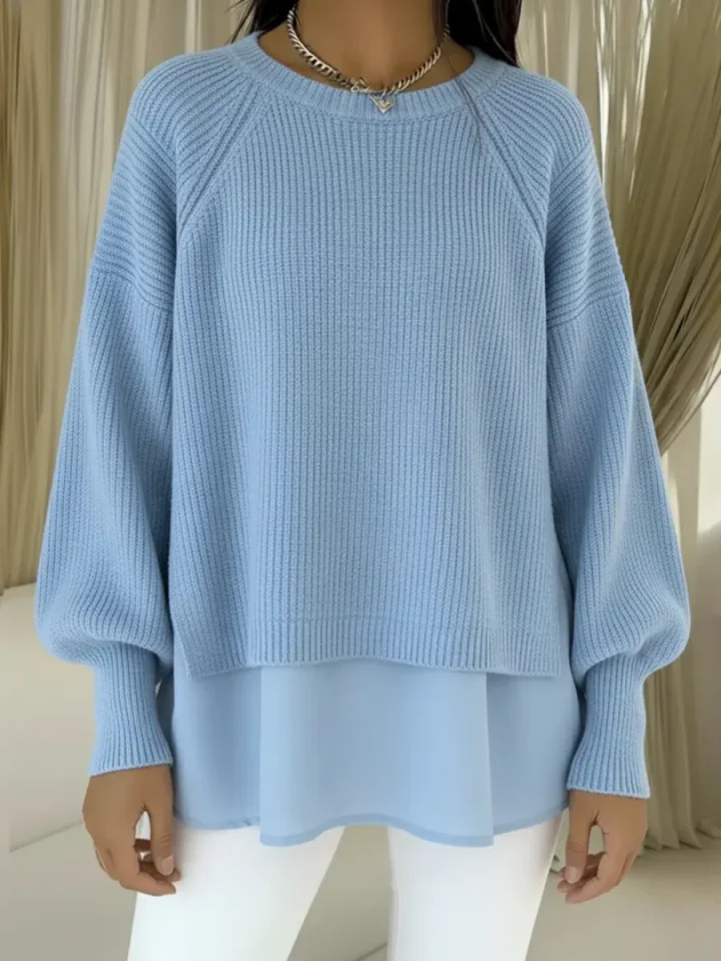 ELIZA & MAREN | LAYERED LOOK KNIT SWEATER FOR WOMEN