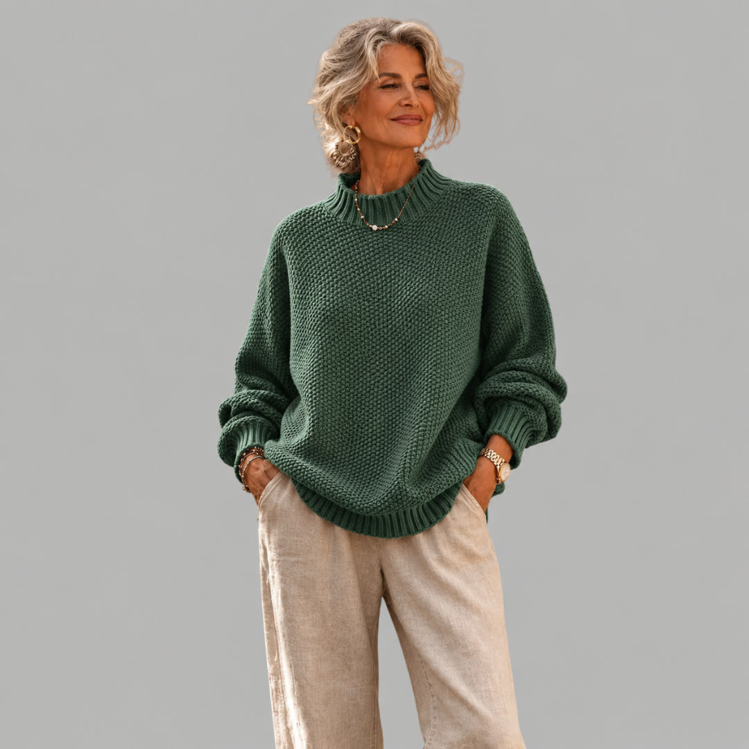 ELIZA & MAREN | RELAXED MOCK NECK SWEATER FOR WOMEN