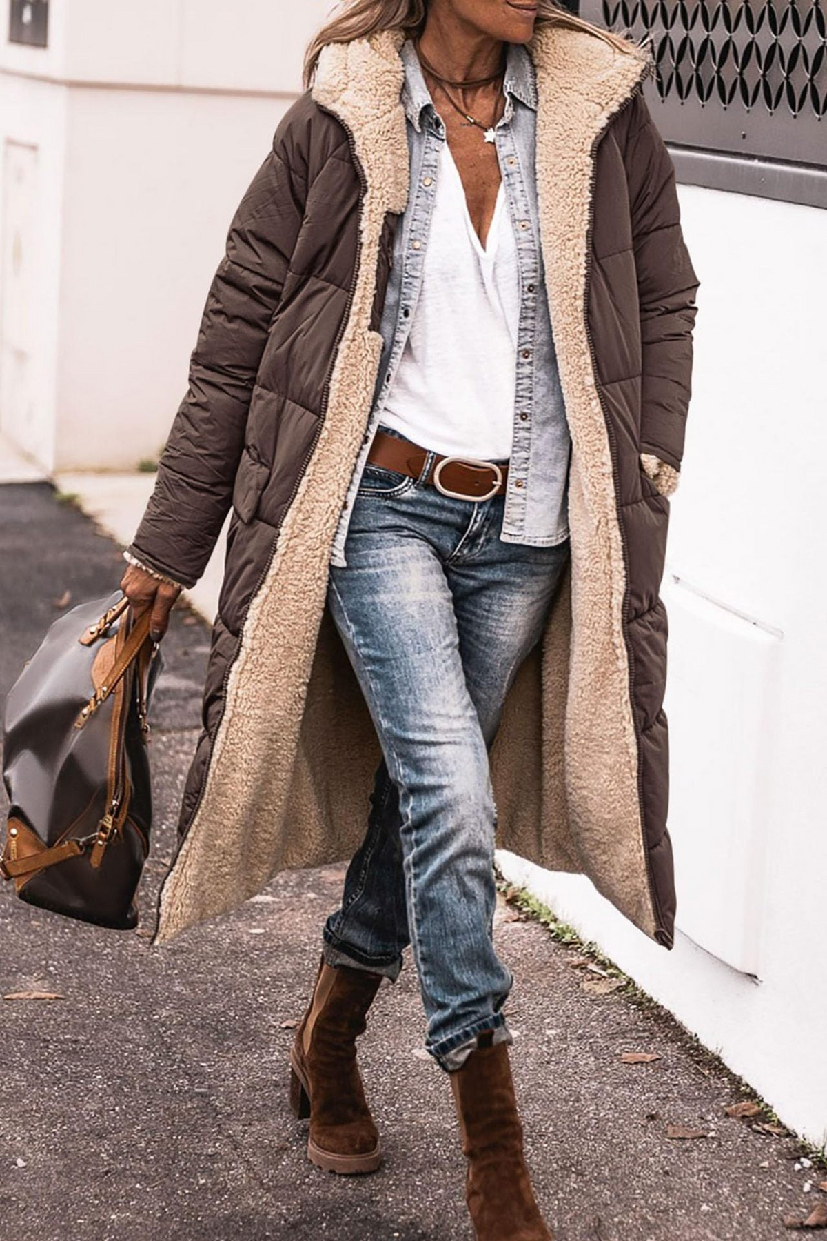 ELIZA & MAREN | LONG HOODED QUILTED COAT FOR WOMEN