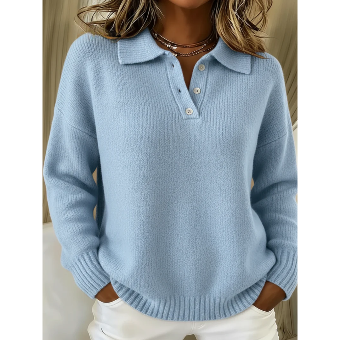 ELIZA & MAREN | SOFT POLO COLLAR SWEATER FOR WOMEN