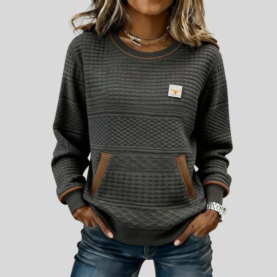 ELIZA & MAREN | TEXTURED CREW NECK SWEATSHIRT FOR WOMEN