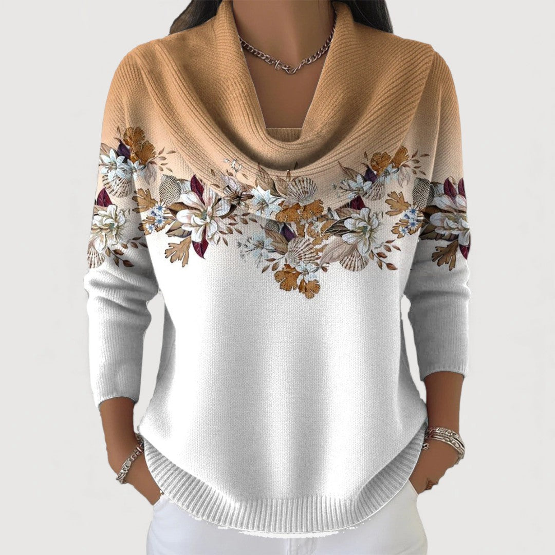 ELIZA & MAREN | FLORAL HIGH NECK SWEATER FOR WOMEN