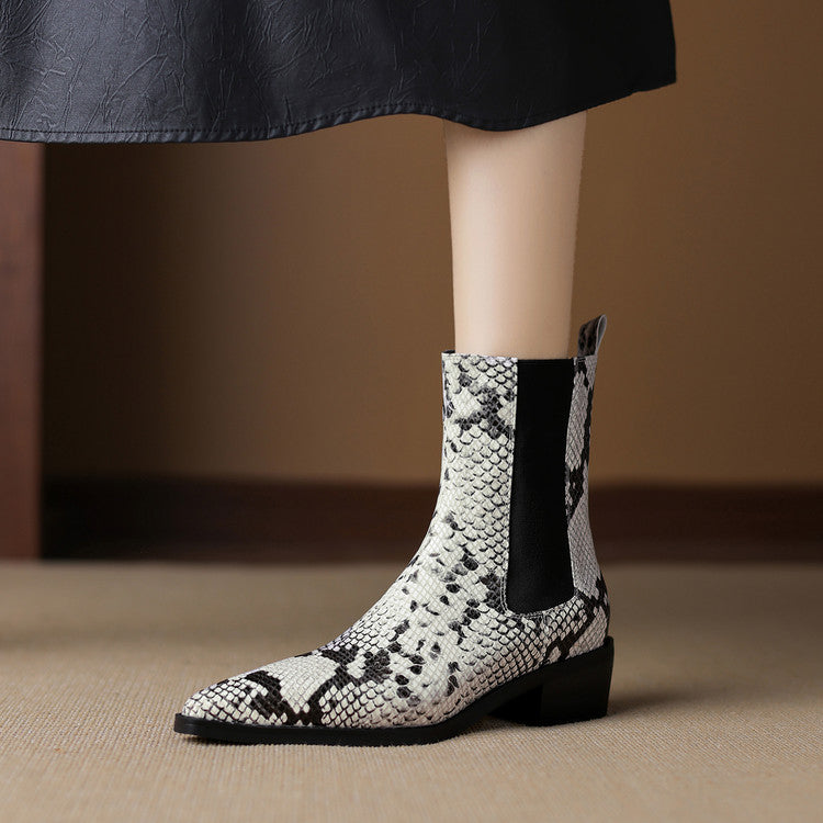 ELIZA & MAREN | SNAKE EFFECT ANKLE BOOTS FOR WOMEN