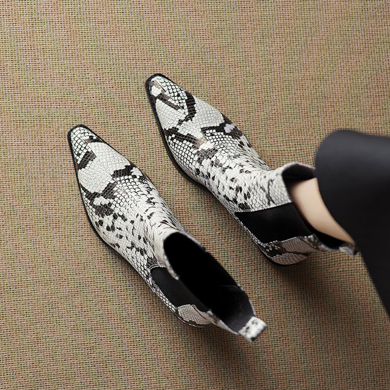 ELIZA & MAREN | SNAKE EFFECT ANKLE BOOTS FOR WOMEN