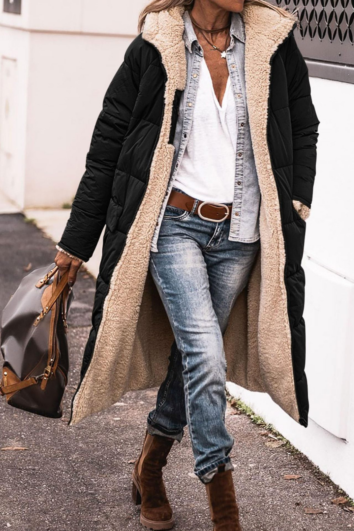 ELIZA & MAREN | LONG HOODED QUILTED COAT FOR WOMEN