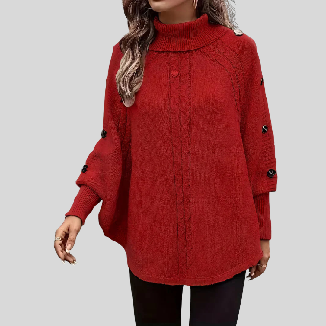 ELIZA & MAREN | HIGH NECK CABLE SWEATER FOR WOMEN