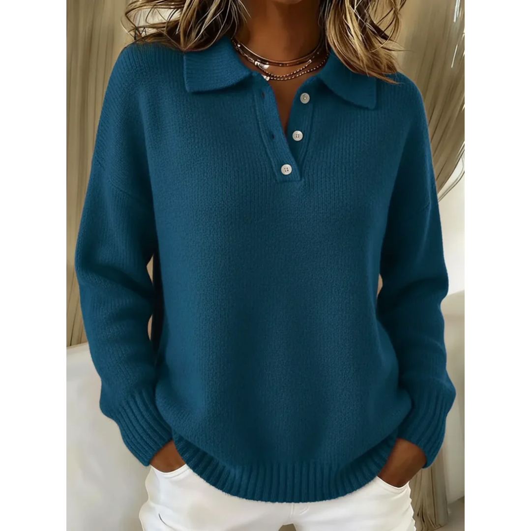ELIZA & MAREN | SOFT POLO COLLAR SWEATER FOR WOMEN