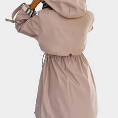 Back view of coat with gathered waist