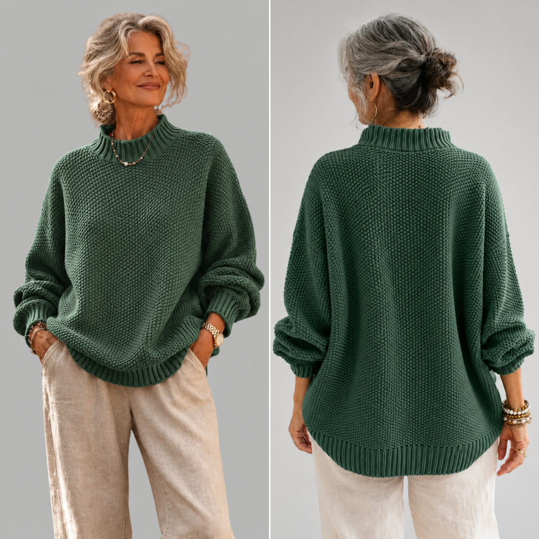 ELIZA & MAREN | RELAXED MOCK NECK SWEATER FOR WOMEN