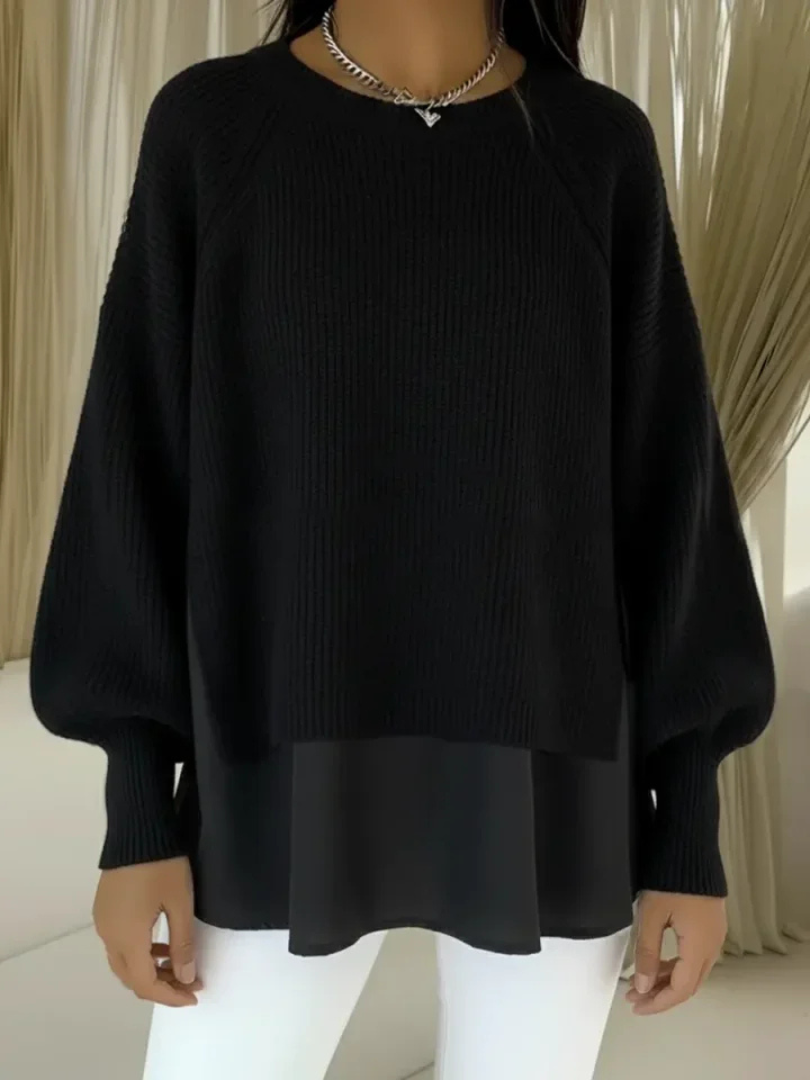 ELIZA & MAREN | LAYERED LOOK KNIT SWEATER FOR WOMEN