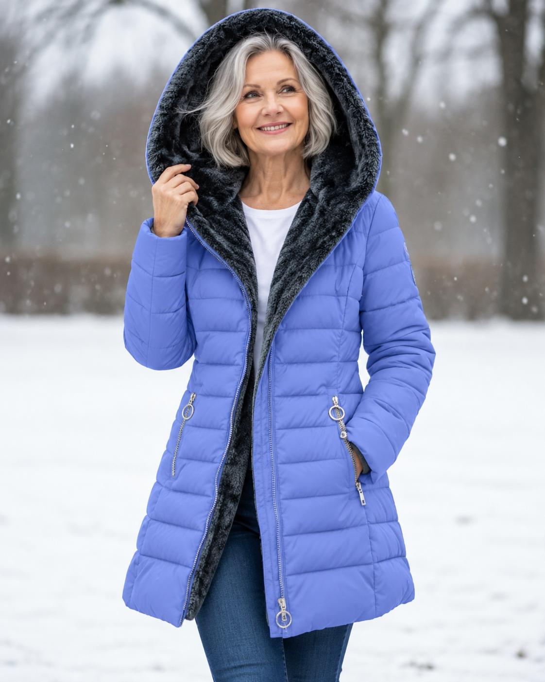 ELIZA & MAREN | QUILTED HIGH HOOD COAT FOR WOMEN