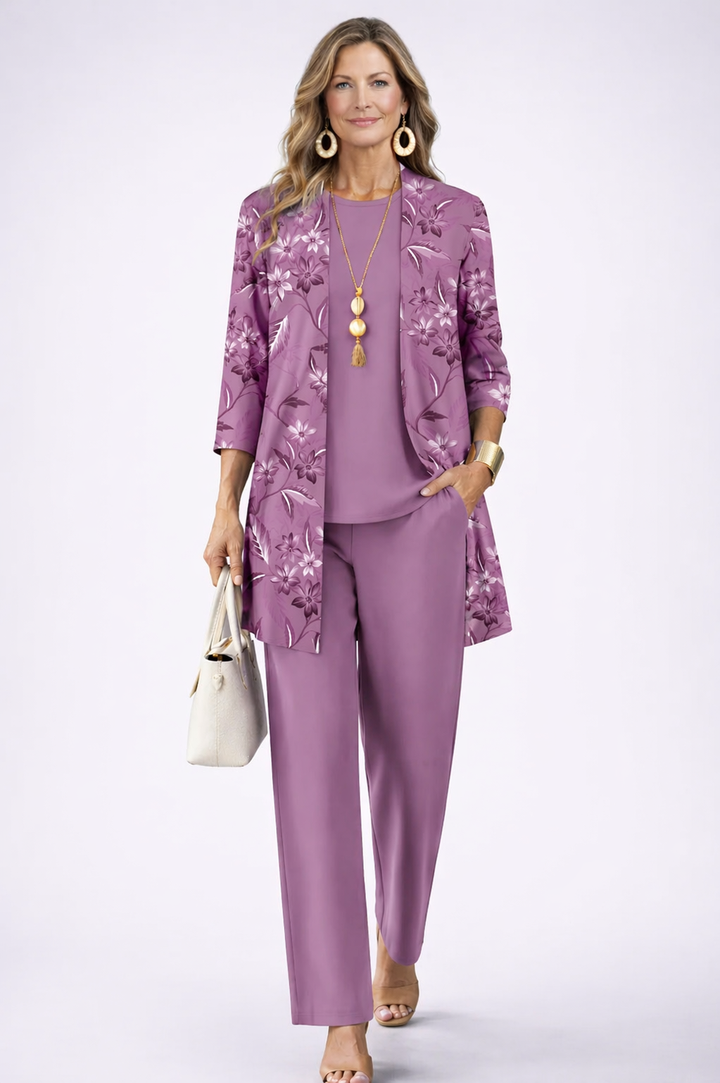 ELIZA & MAREN | PAULINE PURPLE THREE-PIECE SET FOR WOMEN