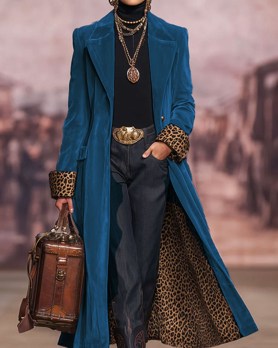 ELIZA & MAREN | LEOPARD-LINED MAXI COAT FOR WOMEN