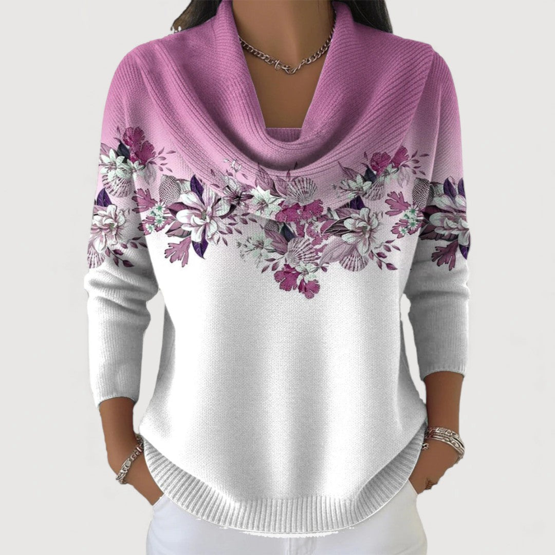 ELIZA & MAREN | FLORAL HIGH NECK SWEATER FOR WOMEN