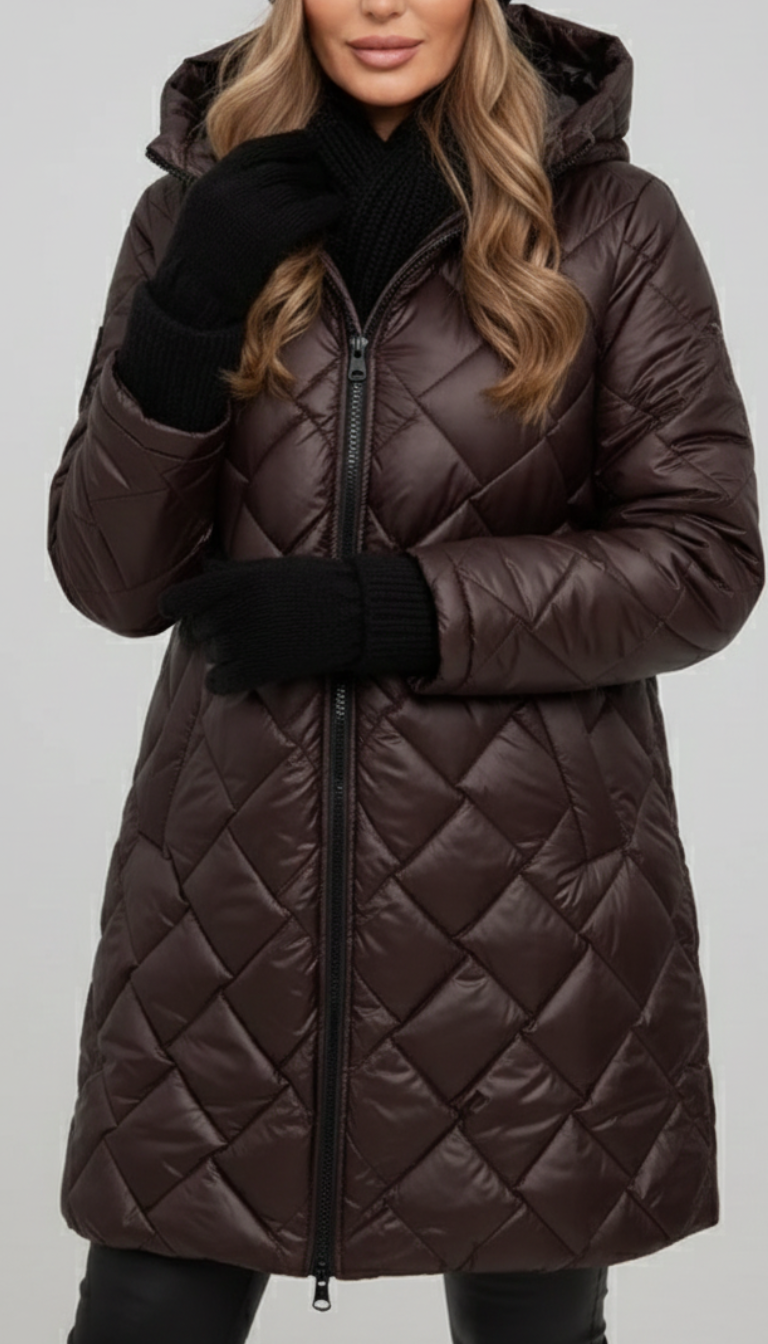 ELIZA & MAREN | DIAMOND QUILTED HOODED JACKET FOR WOMEN