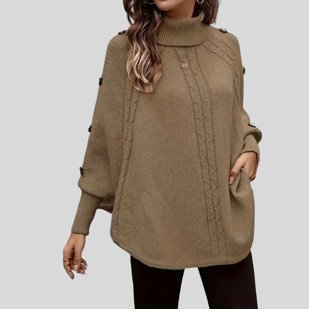 ELIZA & MAREN | HIGH NECK CABLE SWEATER FOR WOMEN