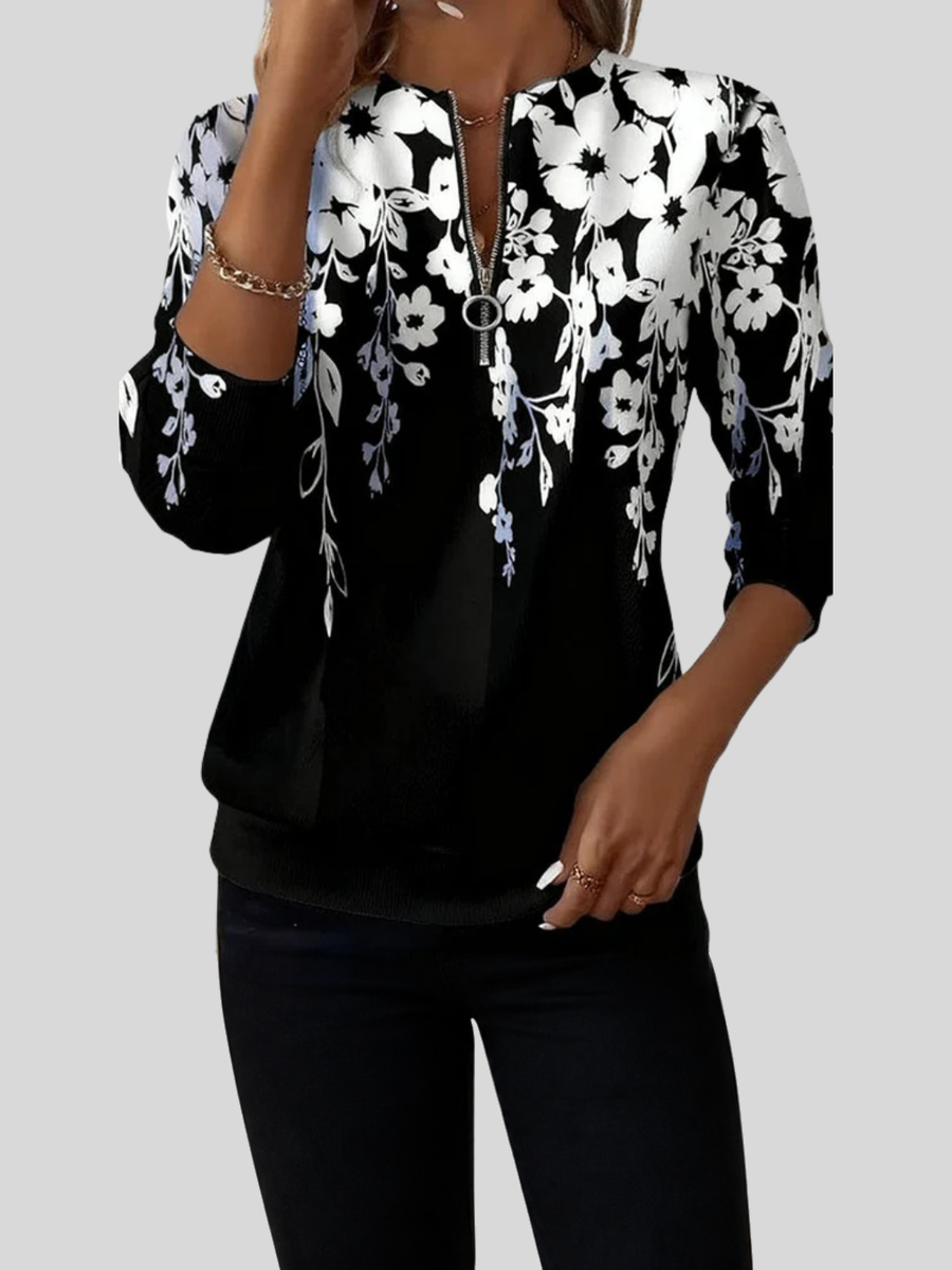 ELIZA & MAREN | FLORAL ZIP TOP FOR WOMEN