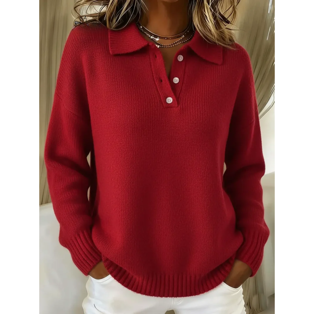 ELIZA & MAREN | SOFT POLO COLLAR SWEATER FOR WOMEN
