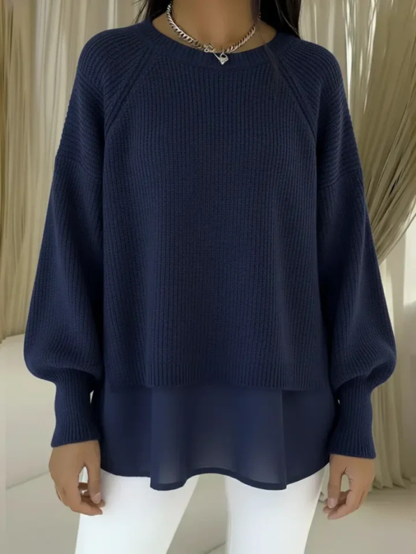 ELIZA & MAREN | LAYERED LOOK KNIT SWEATER FOR WOMEN