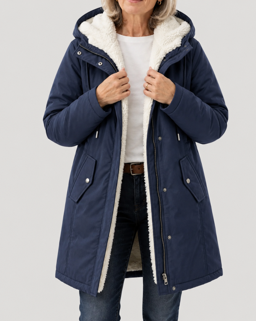 ELIZA & MAREN | FLAP POCKET HOODED COAT FOR WOMEN