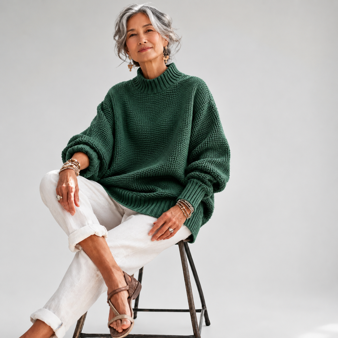ELIZA & MAREN | RELAXED MOCK NECK SWEATER FOR WOMEN